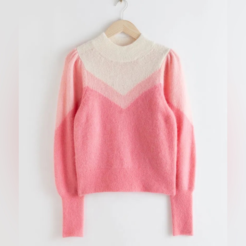 & Other Stories Pink & Cream Sweater